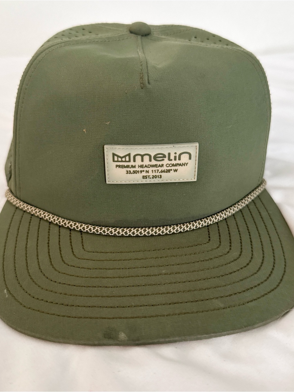 Melin Olive Green Rope-Trim Snapback Hat